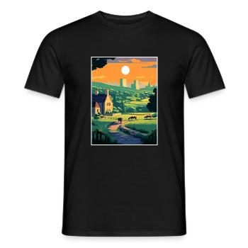 Cotswolds Angleterre Royaume-Uni Vintage voyage affiche WPA Art - T-shirt homme - noir - Devant - AI Model Male 178 light (178cm)