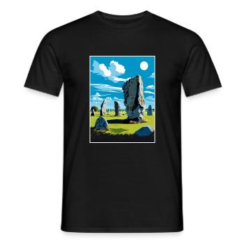Avebury Stone Circle Vintage voyage affiche WPA Art - T-shirt homme - noir - Devant - AI Model Male 178 light (178cm)