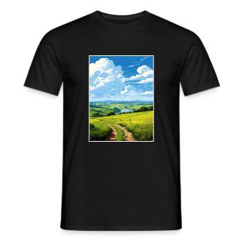 Tamar Valley Cornwall Vintage Travel Poster WPA - T-shirt homme - noir - Devant - AI Model Male 178 light (178cm)
