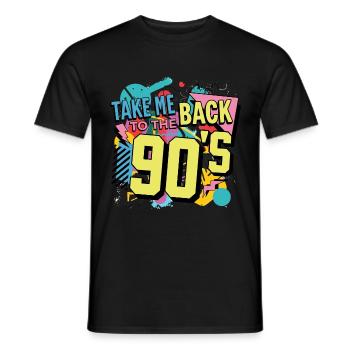 90s 90s Music Colorful Party Carnival Costume - Men's T-Shirt - black - Front - AI Model Male 178 light (178cm)
