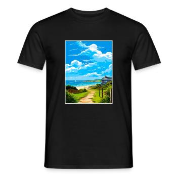 Polzeath Cornwall Vintage voyage affiche Souvenir - T-shirt homme - noir - Devant - AI Model Male 178 light (178cm)