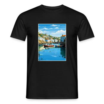 Polperro Cornwall Vintage voyage affiche Souvenir - T-shirt homme - noir - Devant - AI Model Male 178 light (178cm)