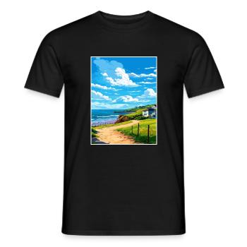Polzeath Cornwall Vintage voyage affiche Souvenir - T-shirt homme - noir - Devant - AI Model Male 178 light (178cm)