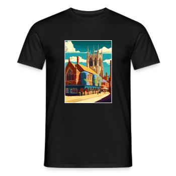 Kings Lynn England Vintage Reiseposter Souvenir - Männer T-Shirt - Schwarz - Vorne - AI Model Male 178 light (178cm)