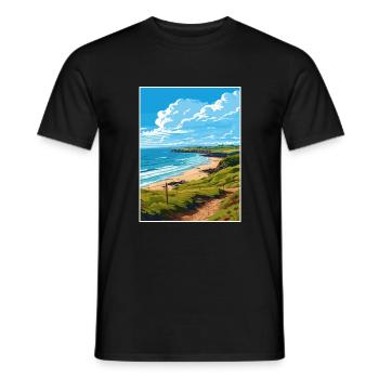 Polkerris Cornwall Vintage voyage affiche Souvenir - T-shirt homme - noir - Devant - AI Model Male 178 light (178cm)
