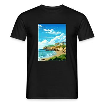 Portreath Cornwall Vintage voyage affiche Souvenir - T-shirt homme - noir - Devant - AI Model Male 178 light (178cm)
