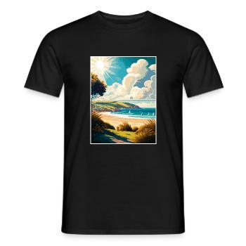 Woolacombe Angleterre Affiche de voyage vintage souvenir - T-shirt homme - noir - Devant - AI Model Male 178 light (178cm)