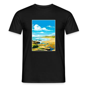 Porthcawl Cornouailles Vintage voyage affiche Souvenir - T-shirt homme - noir - Devant - AI Model Male 178 light (178cm)