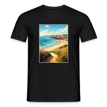 Daymer Bay Cornwall Vintage voyage affiche Souvenir - T-shirt homme - noir - Devant - AI Model Male 178 light (178cm)