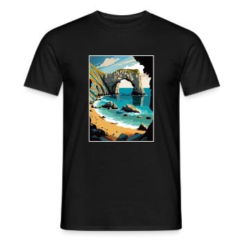 Durdle Door England Vintage Reiseposter Souvenir - Männer T-Shirt - Schwarz - Vorne - AI Model Male 178 light (178cm)