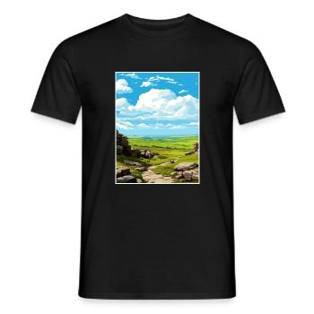 Bodmin Moor England Vintage Reiseposter Souvenir - Männer T-Shirt - Schwarz - Vorne - AI Model Male 178 light (178cm)