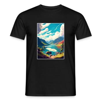 Loch Ness Schottland Vintage Reiseposter Souvenir - Männer T-Shirt - Schwarz - Vorne - AI Model Male 178 light (178cm)