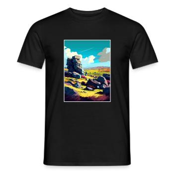 Bodmin Moor England Vintage Reiseposter Souvenir - Männer T-Shirt - Schwarz - Vorne - AI Model Male 178 light (178cm)