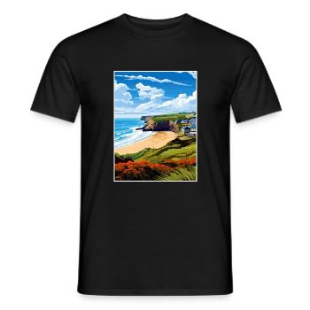 Porthtowan Cornouailles Vintage voyage affiche Souvenir - T-shirt homme - noir - Devant - AI Model Male 178 light (178cm)