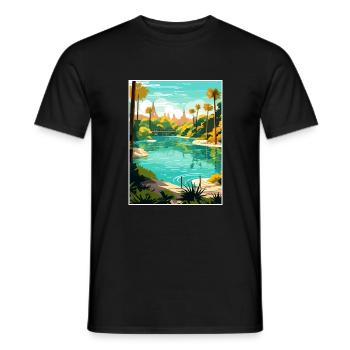 Rainbow Springs State Park Florida Travel Poster - Men's T-Shirt - black - Front - AI Model Male 178 light (178cm)