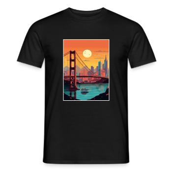 San Francisco Golden Gate Kalifornien Reiseposter - Männer T-Shirt - Schwarz - Vorne - AI Model Male 178 light (178cm)