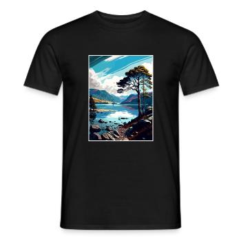 Derwentwater Vintage Travel Poster WPA Souvenir - Men's T-Shirt - black - Front - AI Model Male 178 light (178cm)