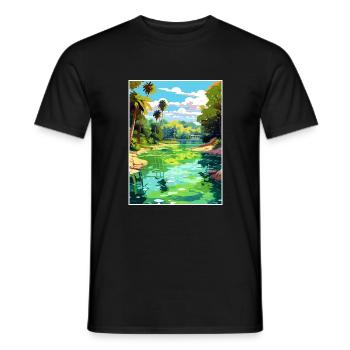 Rainbow Springs State Park Florida Travel Poster - Men's T-Shirt - black - Front - AI Model Male 178 light (178cm)