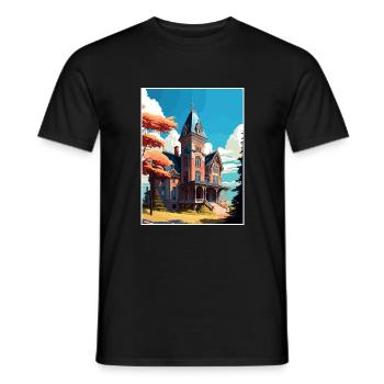 Olana State Historical Site New York Travel Poster - Men's T-Shirt - black - Front - AI Model Male 178 light (178cm)