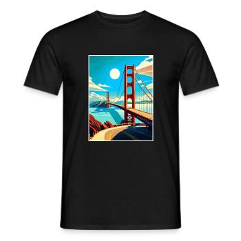 San Francisco Golden Gate Kalifornien Reiseposter - Männer T-Shirt - Schwarz - Vorne - AI Model Male 178 light (178cm)