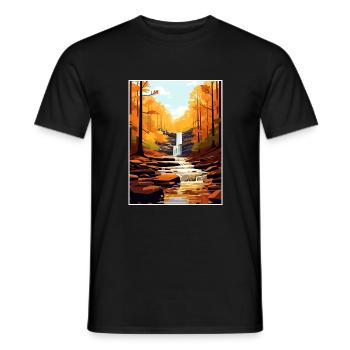 Souvenir du parc d’État de Ricketts Glen en Pennsylvanie - T-shirt homme - noir - Devant - AI Model Male 178 light (178cm)