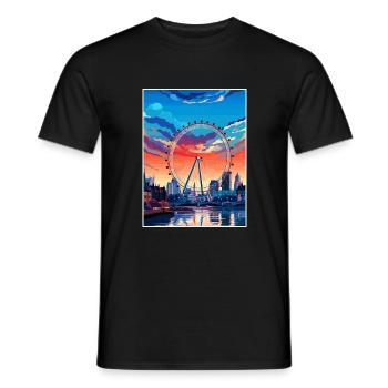 London Eye Vintage Travel Poster WPA Souvenir - Men's T-Shirt - black - Front - AI Model Male 178 light (178cm)