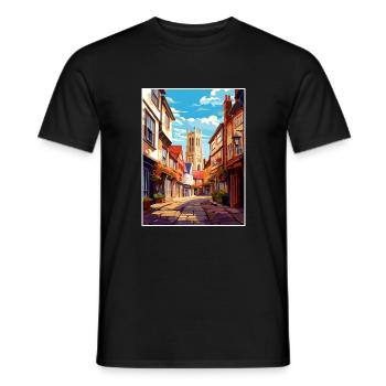 Canterbury Vintage Travel Poster WPA Souvenir - Men's T-Shirt - black - Front - AI Model Male 178 light (178cm)