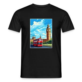 London England Vintage Travel Poster WPA Souvenir - Men's T-Shirt - black - Front - AI Model Male 178 light (178cm)