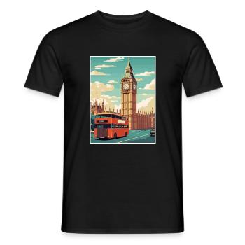 Big Ben Londres Vintage voyage affiche WPA Souvenir - T-shirt homme - noir - Devant - AI Model Male 178 light (178cm)