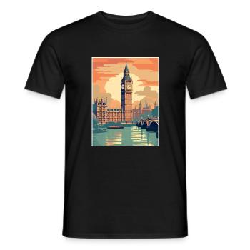 London England Vintage Travel Poster WPA Souvenir - Men's T-Shirt - black - Front - AI Model Male 178 light (178cm)