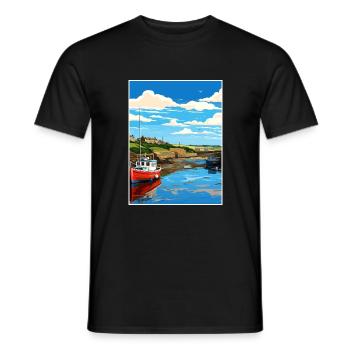 Bude Cornwall Vintage Reiseposter WPA Souvenir - Männer T-Shirt - Schwarz - Vorne - AI Model Male 178 light (178cm)