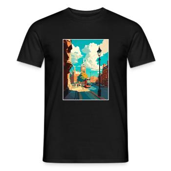 London England Vintage Travel Poster WPA Souvenir - Men's T-Shirt - black - Front - AI Model Male 178 light (178cm)