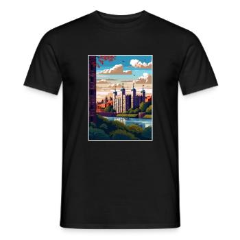 Tour De Londres Vintage Voyage Affiche WPA Souvenir - T-shirt homme - noir - Devant - AI Model Male 178 light (178cm)