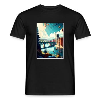 Exeter England Vintage Travel Poster WPA Souvenir - Men's T-Shirt - black - Front - AI Model Male 178 light (178cm)
