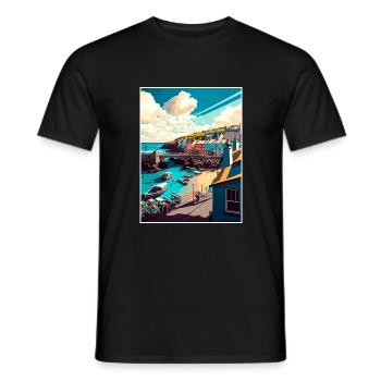 Newquay England Vintage Reiseposter WPA Souvenir - Männer T-Shirt - Schwarz - Vorne - AI Model Male 178 light (178cm)