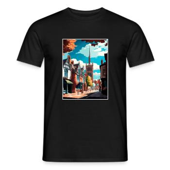 Chester Angleterre Vintage Voyage Poster WPA Souvenir - T-shirt homme - noir - Devant - AI Model Male 178 light (178cm)