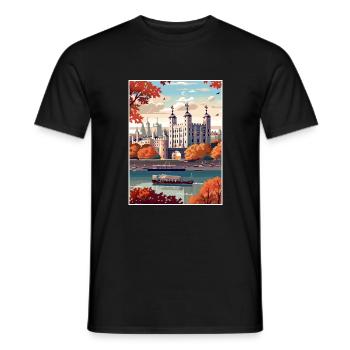Tour De Londres Vintage Voyage Affiche WPA Souvenir - T-shirt homme - noir - Devant - AI Model Male 178 light (178cm)