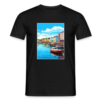 Plymouth Angleterre Vintage voyage affiche Souvenir - T-shirt homme - noir - Devant - AI Model Male 178 light (178cm)