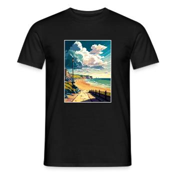 West Bay England Vintage Reiseposter Souvenir - Männer T-Shirt - Schwarz - Vorne - AI Model Male 178 light (178cm)