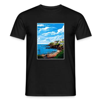 Portloe Cornwall Vintage voyage affiche Souvenir - T-shirt homme - noir - Devant - AI Model Male 178 light (178cm)