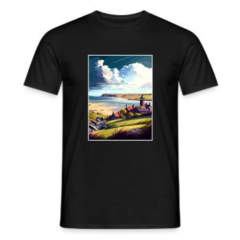 Alnmouth England Vintage Reiseposter Souvenir - Männer T-Shirt - Schwarz - Vorne - AI Model Male 178 light (178cm)