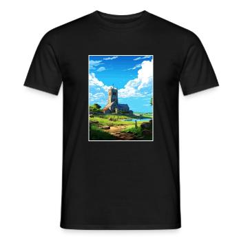 St Just Cornouailles Affiche de voyage vintage souvenir - T-shirt homme - noir - Devant - AI Model Male 178 light (178cm)