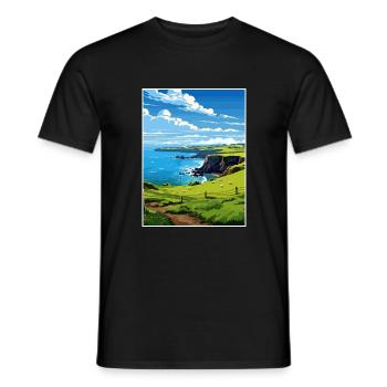Mullion Cornwall Vintage Reiseposter Souvenir - Männer T-Shirt - Schwarz - Vorne - AI Model Male 178 light (178cm)