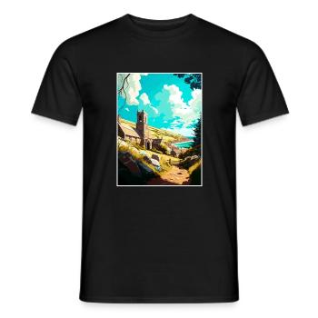 St Agnes England Vintage Travel Poster Souvenir - Men's T-Shirt - black - Front - AI Model Male 178 light (178cm)