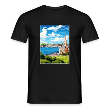 Plymouth Angleterre Vintage voyage affiche Souvenir - T-shirt homme - noir - Devant - AI Model Male 178 light (178cm)