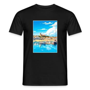 Penzance Cornwall Vintage voyage affiche Souvenir - T-shirt homme - noir - Devant - AI Model Male 178 light (178cm)