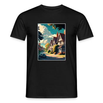 Lindfield England Vintage Reiseposter Souvenir - Männer T-Shirt - Schwarz - Vorne - AI Model Male 178 light (178cm)