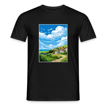 St Agnes Cornwall Vintage Travel Poster Souvenir - Men's T-Shirt - black - Front - AI Model Male 178 light (178cm)