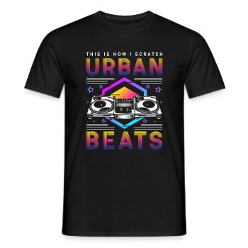 Vinyl Record Disco Rave - Men's T-Shirt - black - Front - AI Model Male 178 light (178cm)