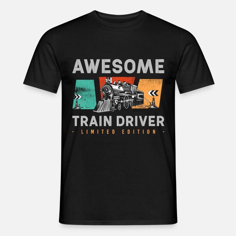 Zugführer Eisenbahner Beruf Bahnhof - Männer T-Shirt - Schwarz